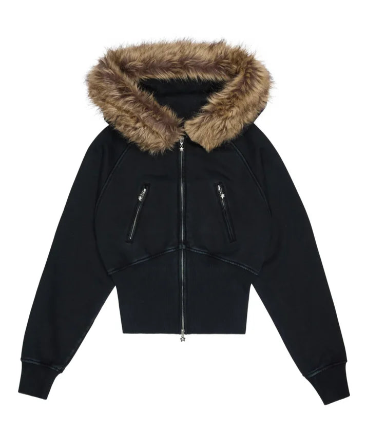 Fur Zip-Up & Sweatpants Set