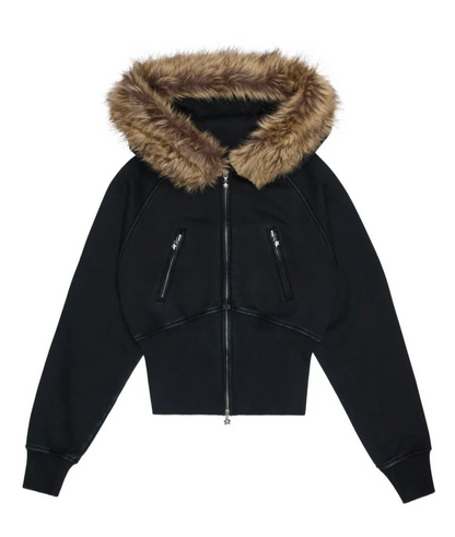 Fur Zip-Up & Sweatpants Set
